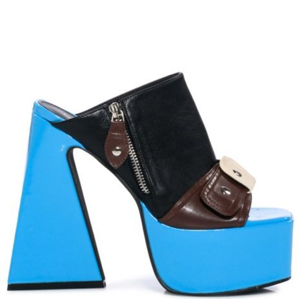 " BROCADE BLOCKED BOUNTY " MULTI CHUNKY SANDAL ( BRAND NEW !!! ) - Picture 5 of 7